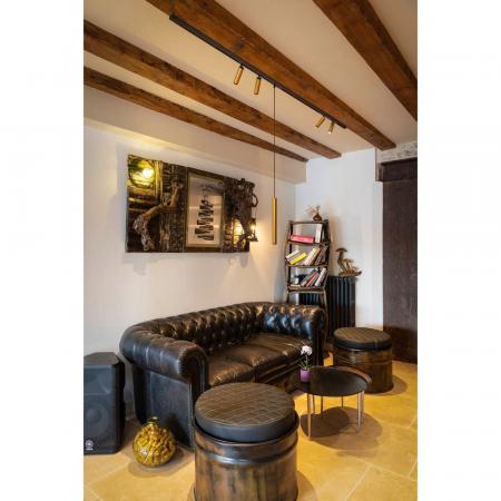 SLV 1008468 GRIP! S, 48V Pendelleuchte, Pendellänge 200 cm, 2000-3000 K, 29°, DALI, Dim-to-Warm, gold / schwarz