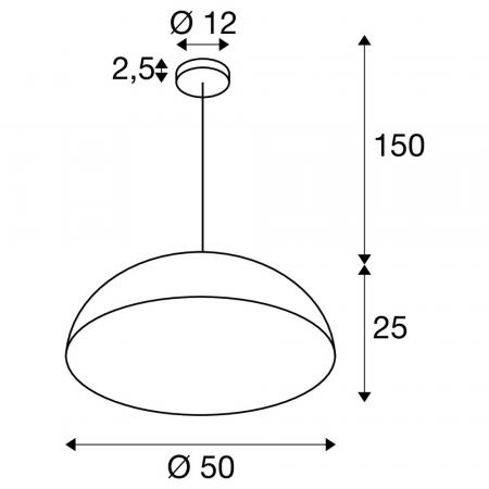 SLV 1008537 FORCHINI M 50, Pendelleuchte, E27, Pendellänge 150 cm, 1x max. 40 W, matt schwarz / matt gold