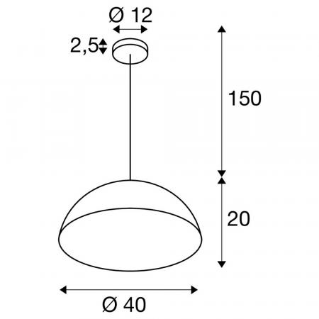 SLV 1008536 FORCHINI M 40, Pendelleuchte, E27, Pendellänge 150 cm, 1x max. 40 W, matt schwarz / matt gold