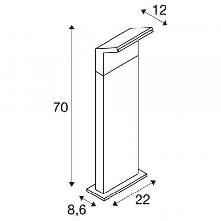 SLV 1008726 ORDI II, POLE 70, Outdoor Stehleuchte, eckig, 2200/3000 K, IP65, schwarz