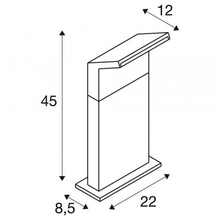 SLV 1008725 ORDI II, POLE 45, Outdoor Stehleuchte, eckig, 2200/3000 K, IP65, schwarz
