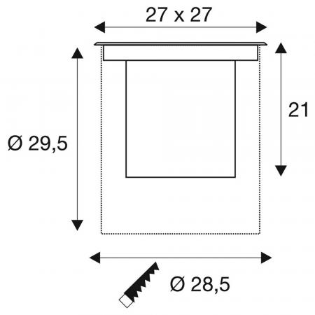 SLV 1009171 DASAR XL Bodeneinbauleuchte – professionelle LED Außenbeleuchtung 27W 2600lm 3000K IP67 DALI Edelstahl/Schwarz