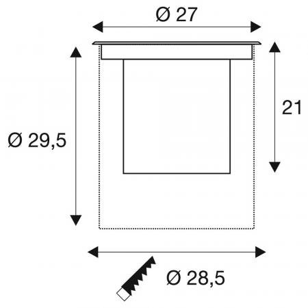 SLV 1009170 DASAR® XL Bodeneinbauleuchte LED 3000K Edelstahl/Schwarz IP65/IP67 DALI
