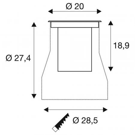 SLV 1009168 DASAR® L Bodeneinbauleuchte LED 3000K Edelstahl/Schwarz IP67 DALI