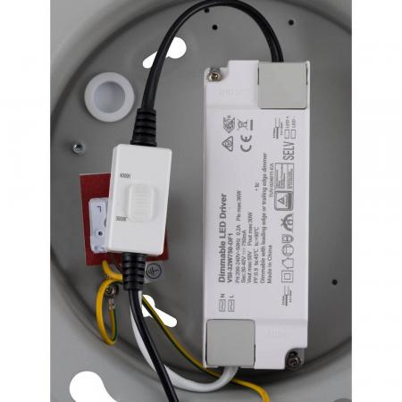 SLV 1010423 PANEL 60 – runde LED Deckenaufbauleuchte PHASE 29W 3000/4000K grau UGR<19