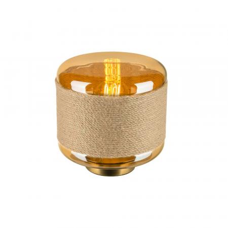 SLV 1010208 PANTILO ROPE 19 Tischleuchte E27 IP20 gold – dekorative Design-Tischleuchte mit Naturseil