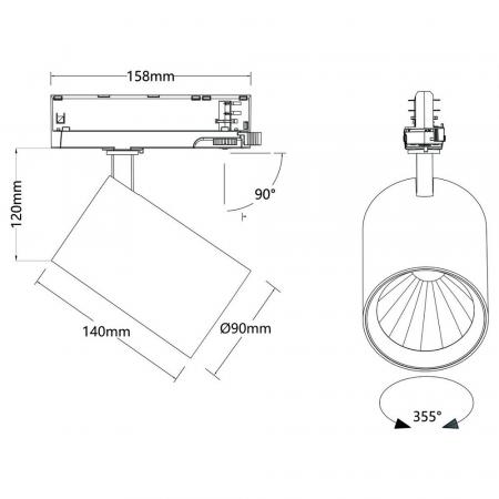 SLV 1010609 TRACKSPOT P 3PH 17W 4000K 60° LED Strahler schwarz – breitstrahlende LED Schienen Beleuchtung bis 3860 lm CRI90