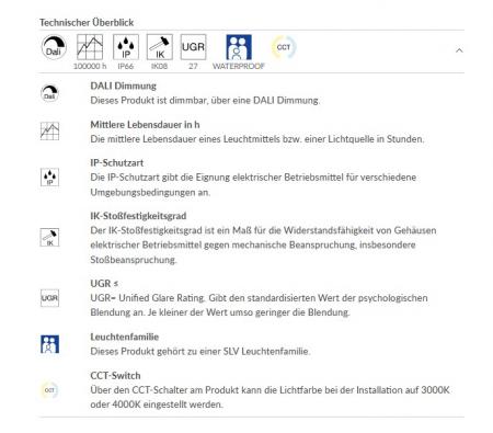 SLV 1010830 WATERPROOF P 1200 65 830/840/850 ML DALI EM 3H IP66 – 21W LED Feuchtraumleuchte 1200mm 3000–5000K IK08 Notlicht 3h