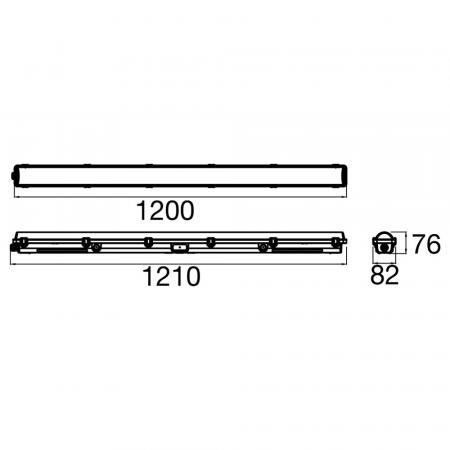 SLV 1010829 WATERPROOF P 1200 65 830/840/850 ML DALI IP66 – 21W LED Feuchtraumleuchte 1200mm 3000–5000K IK08