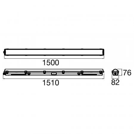 SLV 1010828 WATERPROOF P 1500 81 830/840/850 ML HF EM 3H IP66 – 26W LED Feuchtraumleuchte CCT 3000/4000/5000K HF mit Notlicht 3h