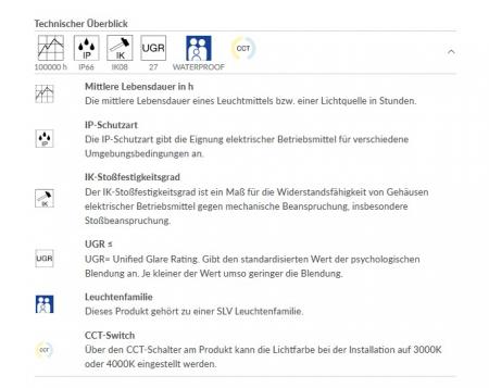 SLV 1010826 WATERPROOF P 1500 81 830/840/850 ML EM 3H IP66 – 26W LED Feuchtraumleuchte CCT 3000/4000/5000K mit Notlicht 3h