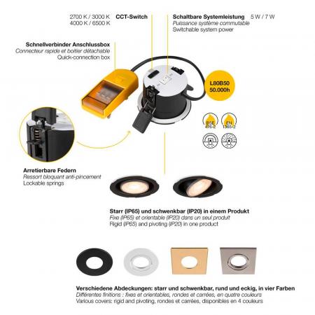 SLV 1011211 UNIVERSAL DOWNLIGHT MOVE Einbauleuchte PHASE CCT 2700/3000/4000/6500K IP20 Schwarz