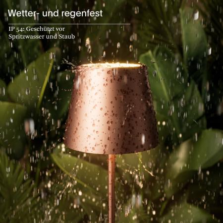 Sigor Akku-Stehleuchte Nuindie 1200mm bronzefarben rund 2,2W FlexMood 2200K/2700K IP54 168/197lm Ra85