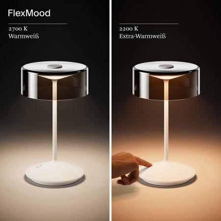 Sigor Akku-Glasleuchte Numotion in Schneeweiß mit FlexMood 2200K/2700K 265mm IP54 In- & Outdoor