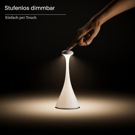 Sigor Akku-Tischleuchte Nudrop mini 21cm rund graphitgrau dimmbar Flex-Mood 2200K/2700K IP54 In- & Outdoor