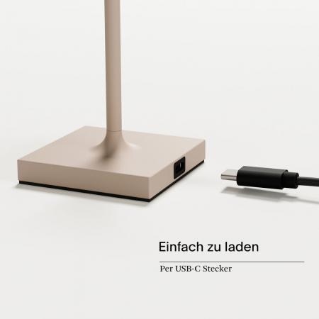 Sigor Akku-Tischleuchte Nuindie pocket 210mm dünenbeige 1,4W Flex-Mood 2200K/2700K IP54 Ra85 USB-C dim