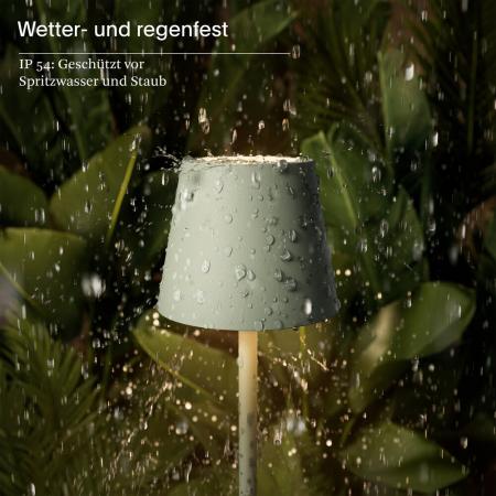 Sigor Akku-Tischleuchte Nuindie pocket 210mm salbeigrün 1,4W Flex-Mood 2200K/2700K IP54 Ra85 USB-C dim