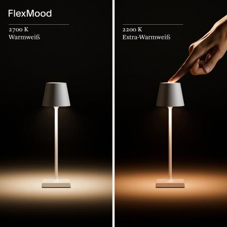 Sigor Akku-Tischleuchte Nuindie pocket 210mm nebelgrau 1,4W Flex-Mood 2200K/2700K IP54 Ra85 USB-C dim