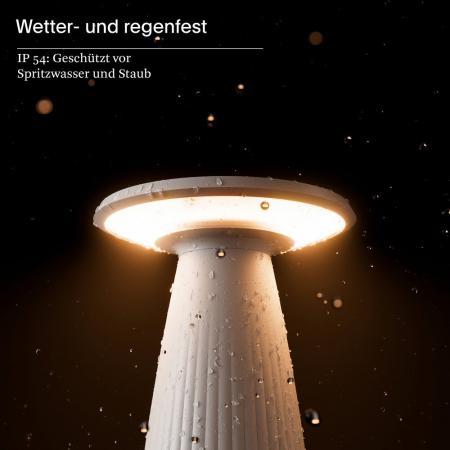 Sigor Akku-Tischleuchte Nuflair rund dünenbeige dimmbar IP54 In- & Outdoor