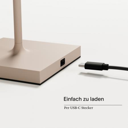 Sigor Akku-Tischleuchte Nuindie USB-C 380mm dünenbeige 2,2W FlexMood 2200K/2700K IP54 168/197lm Ra85