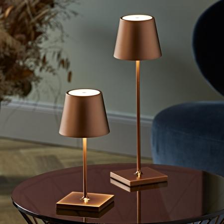 Sigor Akku-Tischleuchte Nuindie USB-C 380mm bronzefarben 2,2W FlexMood 2200K/2700K IP54 168/197lm Ra85