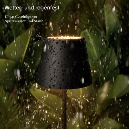 Sigor Akku-Tischleuchte Nuindie mini USB-C nachtschwarz 2,2W FlexMood 2200K/2700K IP54 168/197lm Ra85