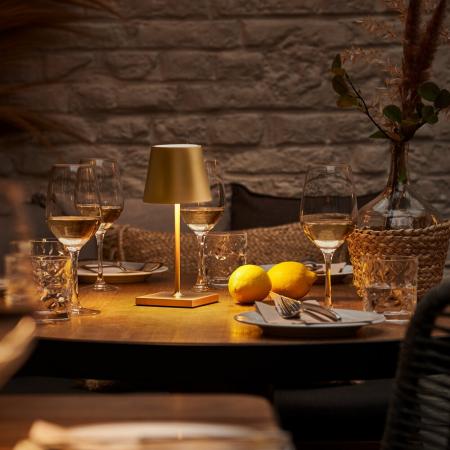 Sigor Akku-Tischleuchte Nuindie mini USB-C goldfarben 2,2W FlexMood 2200K/2700K IP54 168/197lm Ra85