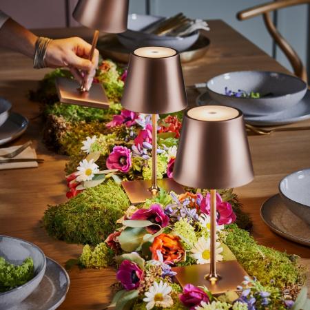 Sigor Akku-Tischleuchte Nuindie mini USB-C bronzefarben 2,2W FlexMood 2200K/2700K IP54 168/197lm Ra85