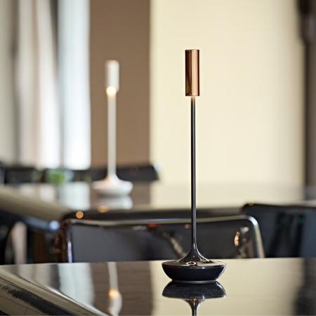 Sigor Akku-Tischleuchte Nucandle keramikschwarz/kupfer 1,6W 2700K IP54