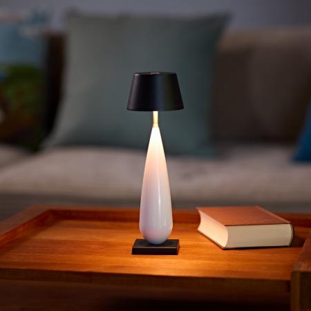 Akku-Tischleuchte Thala 220mm keramikweiß/schwarz 2,3W Flex-Mood 2200K/2700K IP65 Ra80 dimmbar