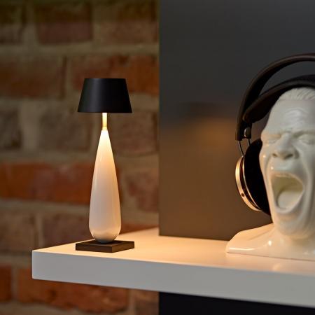 Akku-Tischleuchte Thala 220mm keramikweiß/schwarz 2,3W Flex-Mood 2200K/2700K IP65 Ra80 dimmbar