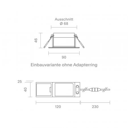 Sigor Einbauleuchte Argent IP54 BM68/83mm weiß IP54 8W 3000K 36° 580lm Ra90 dim 360° schwenkbar Dim-To-Warm