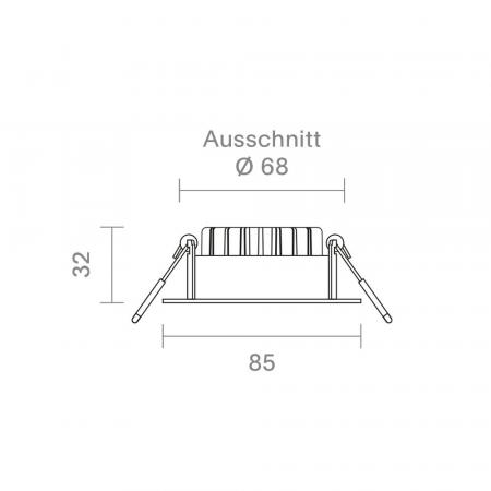 Sigor Einbauleuchte 68 Diled Eckig 6W 380lm 3000K stahl 36° dimnbar