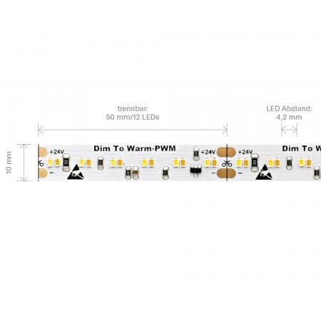 Sigor 20W/m Dim-To-Warm LED-Streifen 3000-1800K 5m 240 LED/m IP20 24V 1900lm RA90