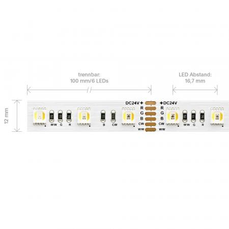 Sigor 17W/m RGB/TW LED-Streifen RGB/2300+6500K 5m 60 LED/m IP20 24V 1001lm RA80 WH