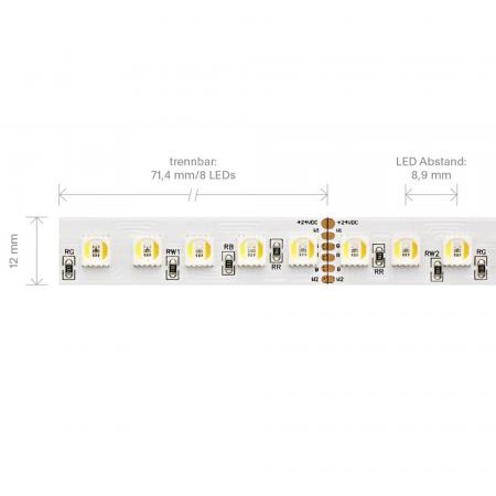 Sigor 32W/m RGB/TW LED-Streifen RGB/2300+6500K 5m 112 LED/m IP20 24V 2282lm RA80 WH