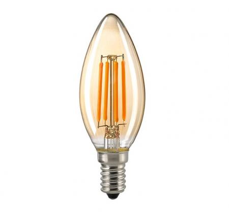 SIGOR LED Filament Kerzenlampe E14 4W 410lm 2500K Gold dimmbar ersetzt 36W