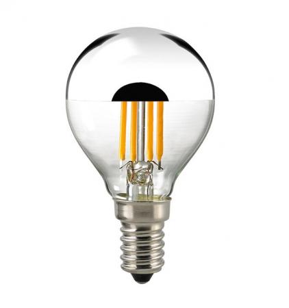SIGOR LED Filament Kugellampe E14 4,5W 400lm 2700K Kopfverspiegelt Silber dimmbar ersetzt 35W