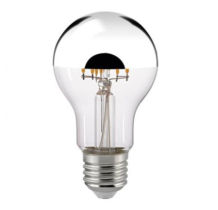 SIGOR LED Filament Lampe E27 7W 600lm 2700K Kopfverspiegelt Silber dimmbar ersetzt 50W