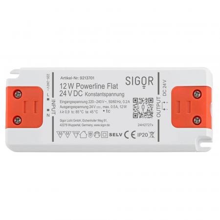 Sigor Powerline Treiber Flat 12W 24VDC 127x50x12mm 0,5A IP20