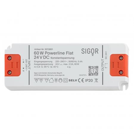 Sigor Powerline Treiber Flat 60W 24VDC 160x58x18mm 2,08A IP20