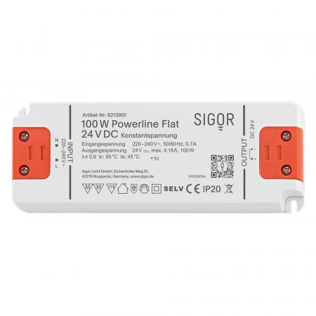 Sigor Powerline Treiber Flat 100W 24VDC 160x58x18mm 4,16A IP20