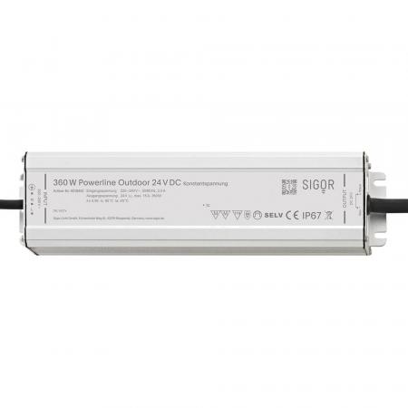 Sigor Powerline Treiber Outdoor 360W 24VDC 251x71x47 mm 15A IP67