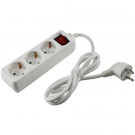 REV Ritter Schutzkontakt-Steckdosenleiste 3-fach 3600W, 1,4mKabel, mit Schalter, weiß