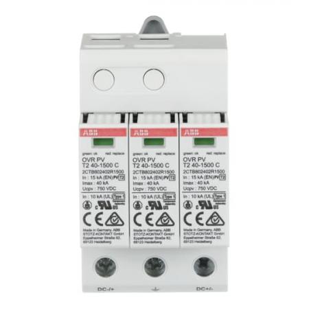 ABB OVR PV T2 40-1500 P SPD Typ 2 für PV-Anlagen bis 1500 V DC für Leerlaufspannungen bis 1500 V DC