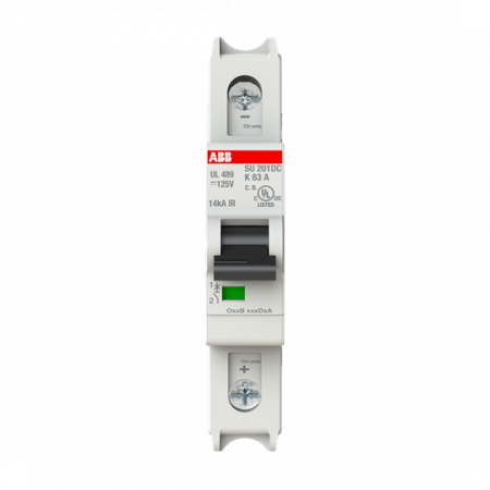 ABB SU201DC-K63 Sicherungsautomat K-Char., 14kA, 63A, 1P, UL489 für Gleichspannung bis 125 V DC
