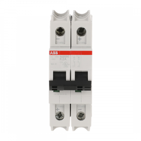 ABB SU202DC-K2 Sicherungsautomat K-Char., 14kA, 2A, 2P, UL489 für Gleichspannung bis 250 V DC