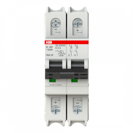 ABB SU202DC-K6 Sicherungsautomat K-Char., 14kA, 6A, 2P, UL489 für Gleichspannung bis 250 V DC