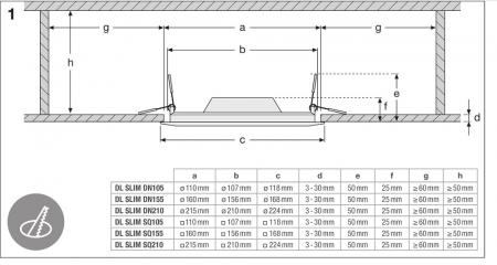 Flache weiße LEDVANCE LED Einbauleuchte Slim Einbau ø15,5cm rund 12W 3000K warmweißes Licht