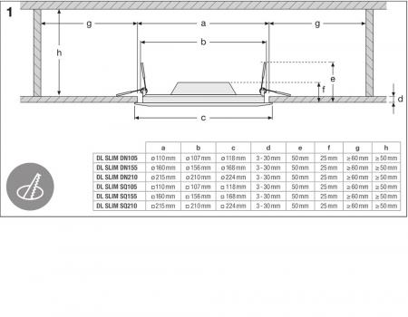 LEDVANCE Downlight LED Slim SQ105 Eckig 6W 3000K in weiß warmweißes Licht